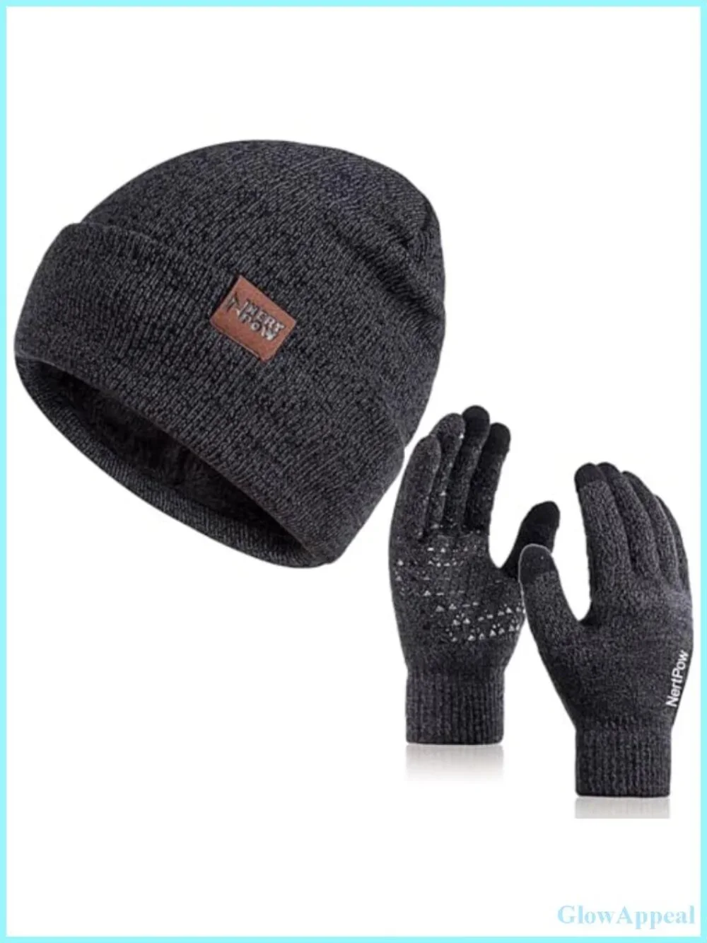 Winter Knit Hat Gloves Scarf Set Fleece Lined Touchscreen Unisex